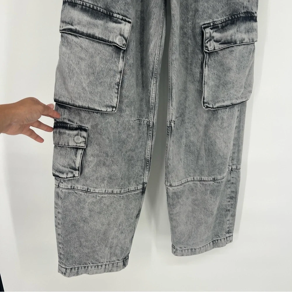 Snacks by Mother The Side Dish Cargo Skimp Gray Jeans in Salt and Pepper 27 NWT - Picture 2 of 11